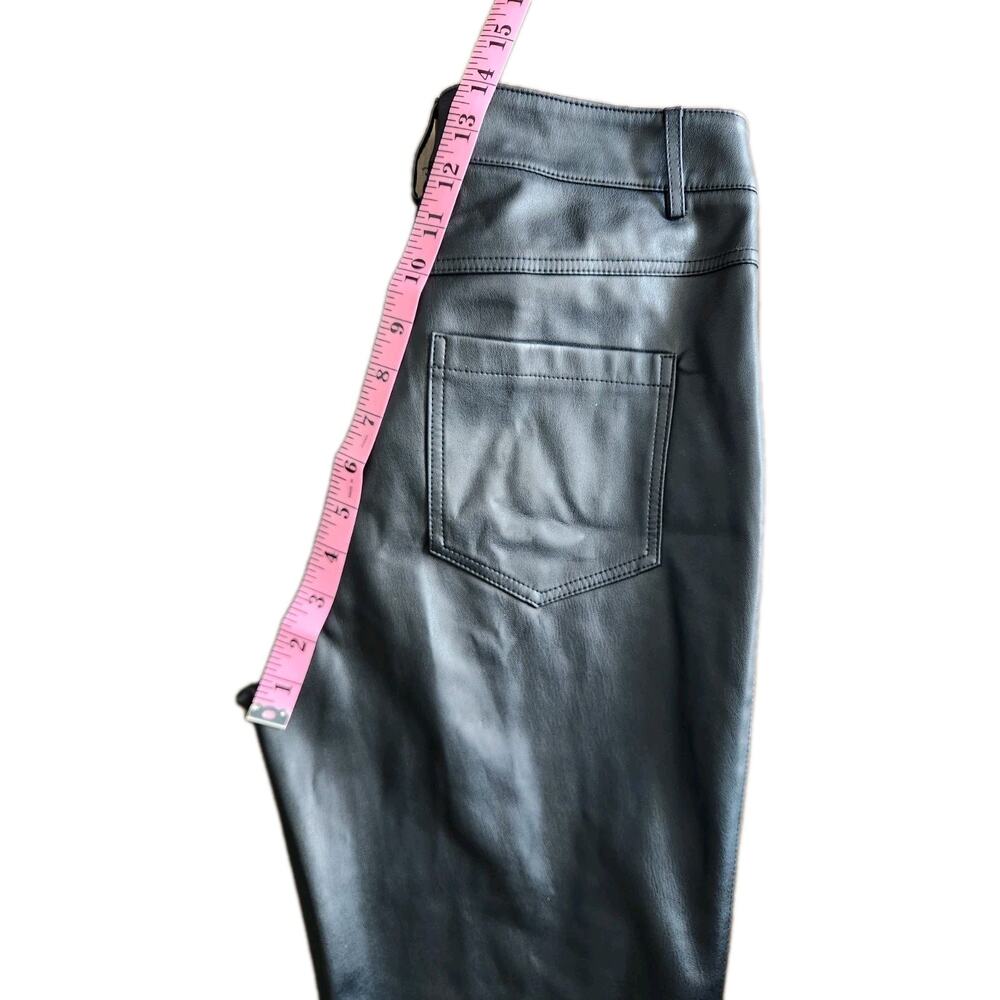 Anthropologie Laser-Cut Faux Leather High Rise Trousers Crop Pants Black Size 6 - Picture 9 of 10